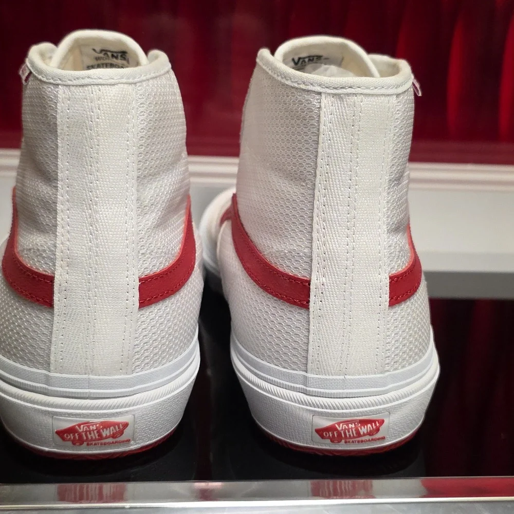 Vans Skate Crockett High White Red Mens 13 Womens 14.5 New